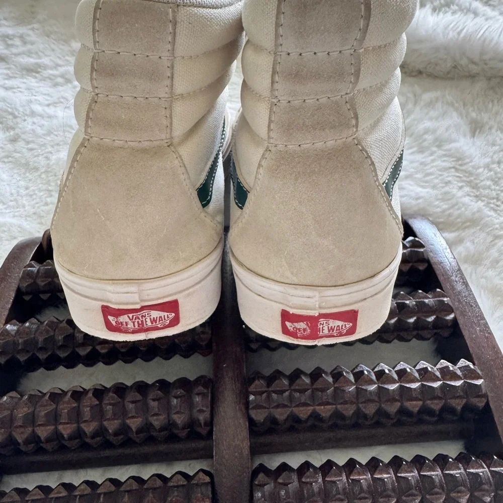 Vans Cream and Green High-Top Sneakers Shoes Men’s 8 - Picture 3 of 5